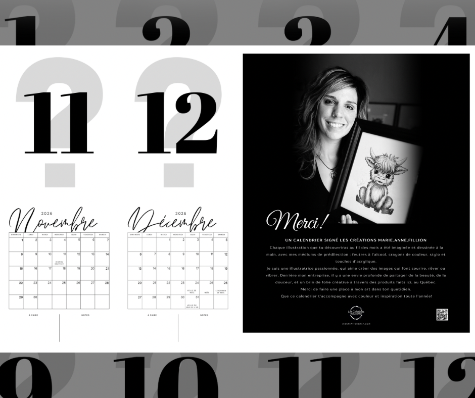 PRÉCOMMANDE — Calendrier Illustré (Sur mesure)