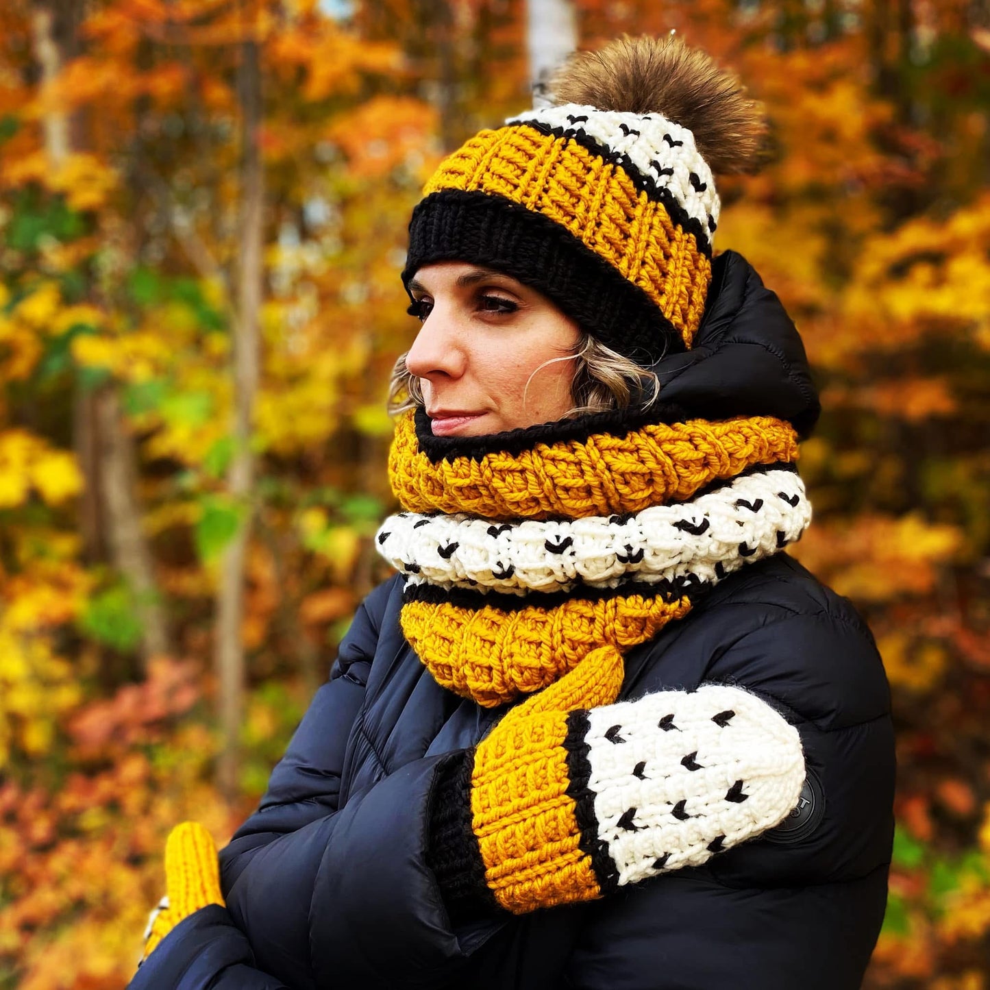 Prêt à partir modèle Esquimau, tuque et snood (mitaines non inclus)