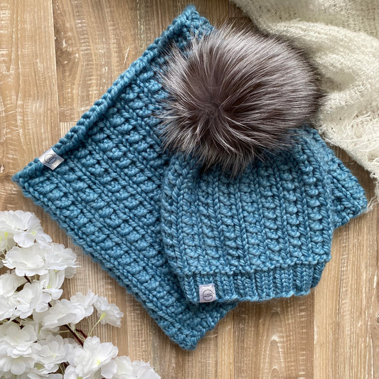 Prêt à partir modèle Flocon, duo tuque et snood