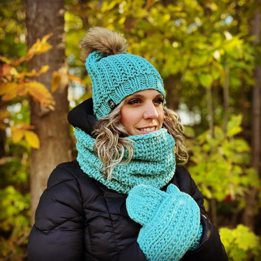 Prêt à partir tuque, snood et mitaine